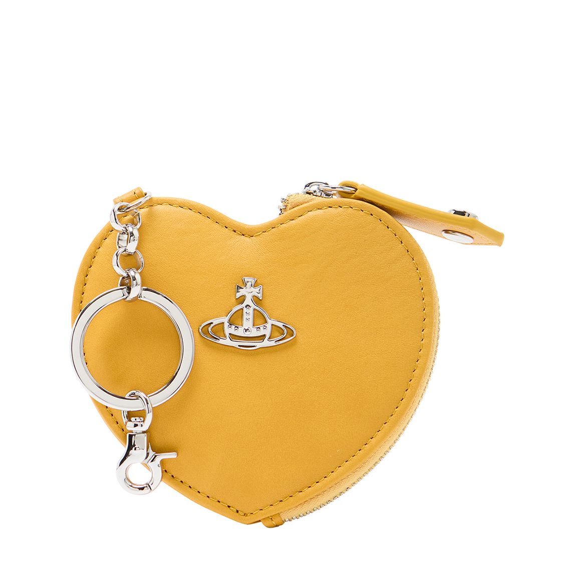 Yellow Injected Smooth Leather Yasmine Heart Keyring Purse main product photo