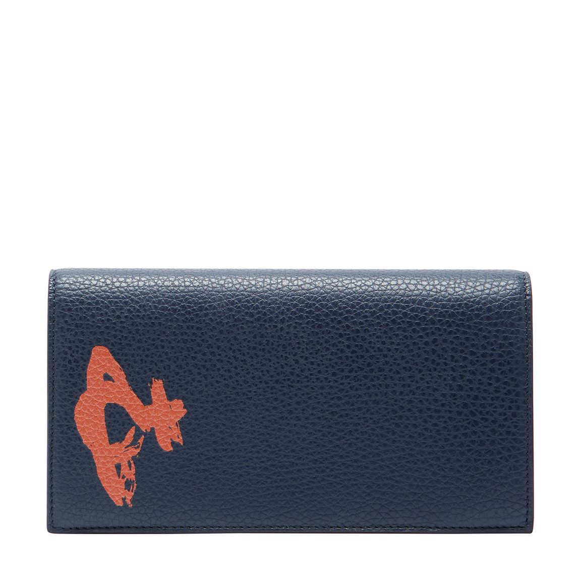 Navy/Orange Grain Leather Long Wallet With Zip main product photo