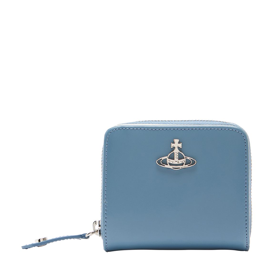 Blue Structured Smooth Leather Jordan Medium Zip Wallet main product photo
