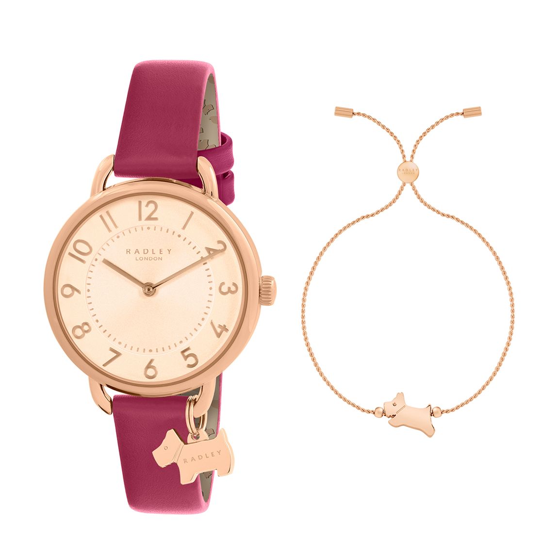 Rose Gold Watch And 18ct Rose Gold Plated Fine Twist Chain Bracelet main product photo