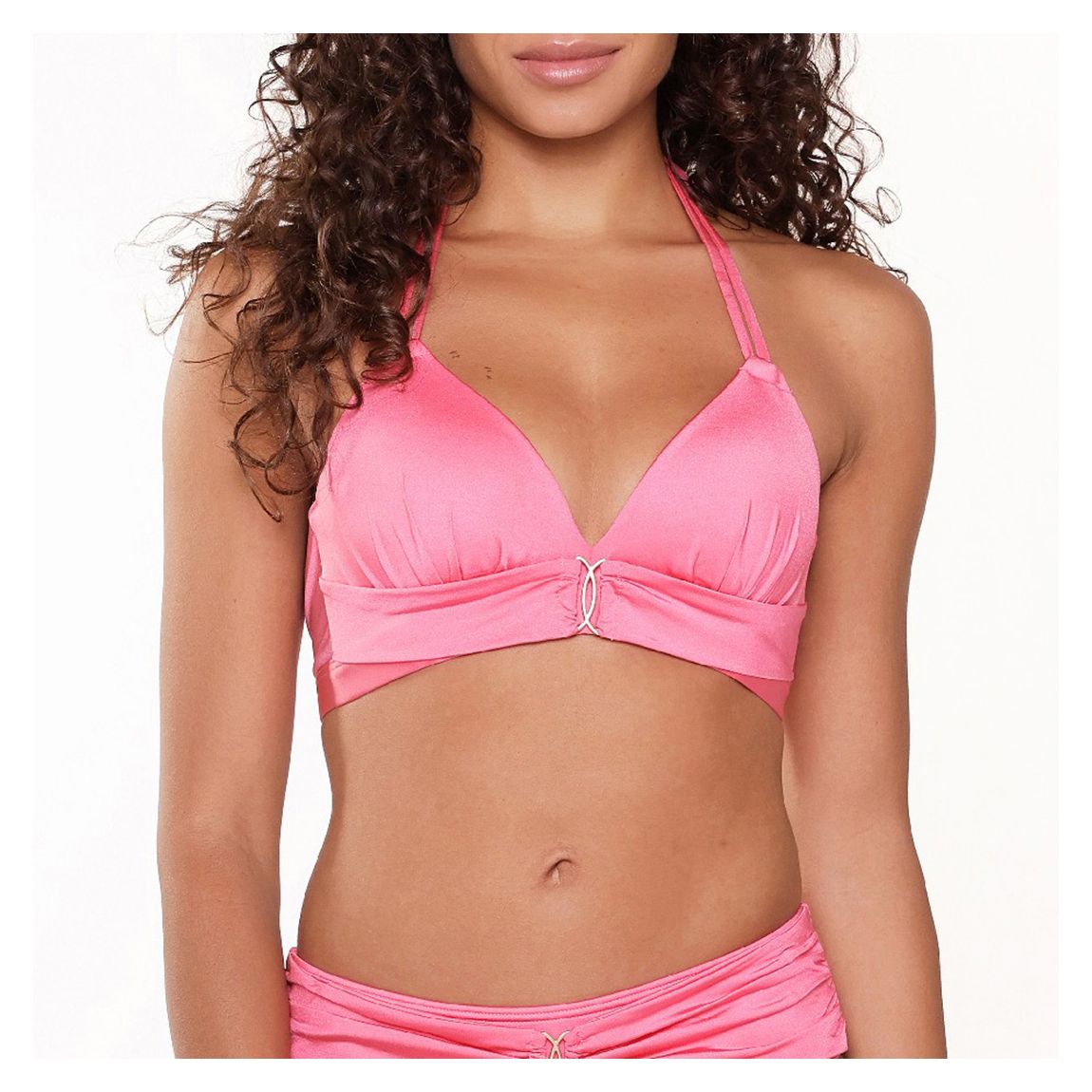 Hot pink Padded triangle Bikini top main product photo