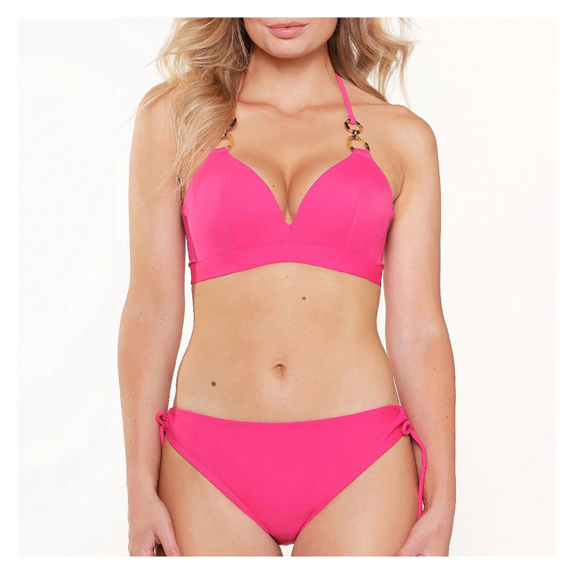 Fuchsia Triangle padded bikini set main product photo