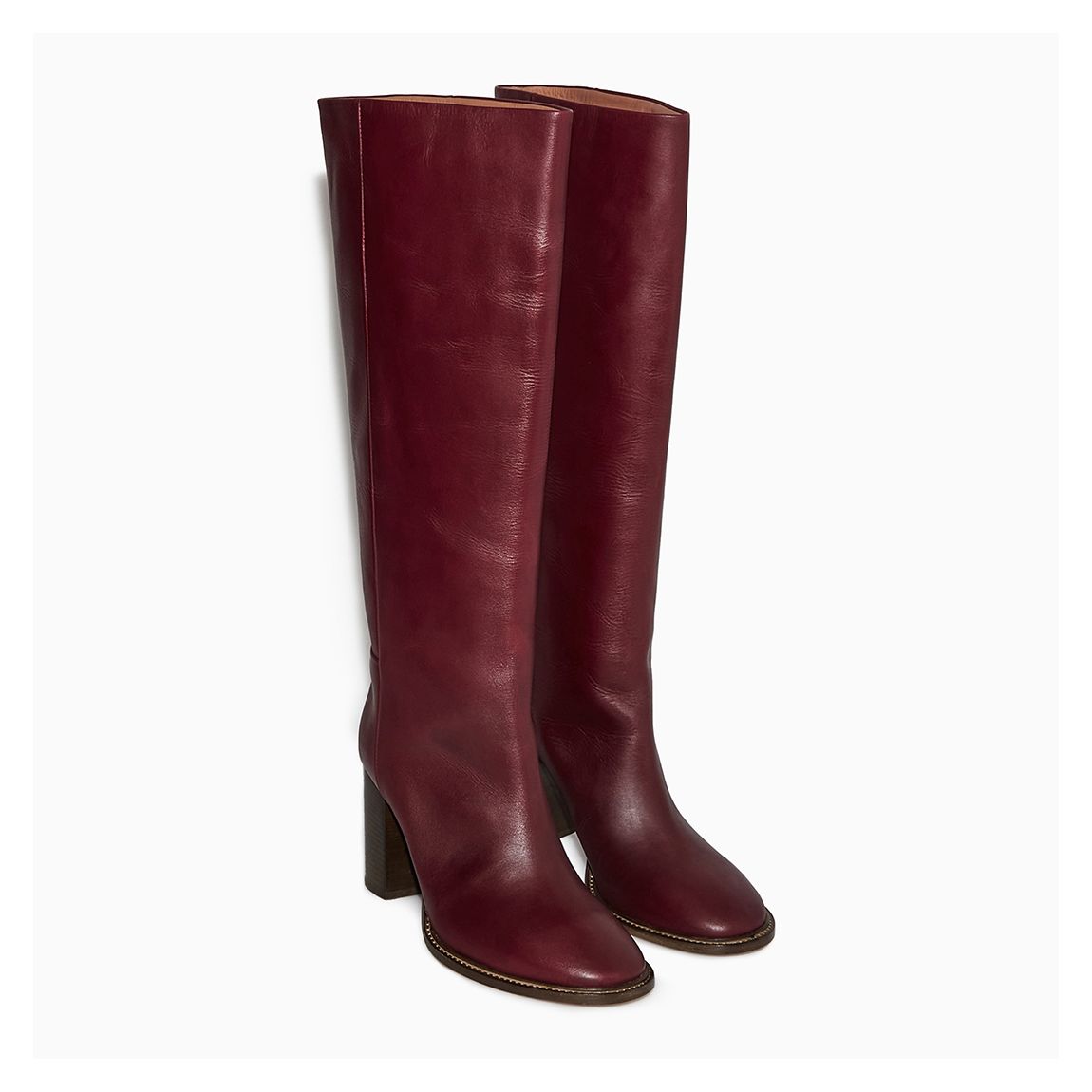 Burgundy Leather Knee-High Boots main product photo