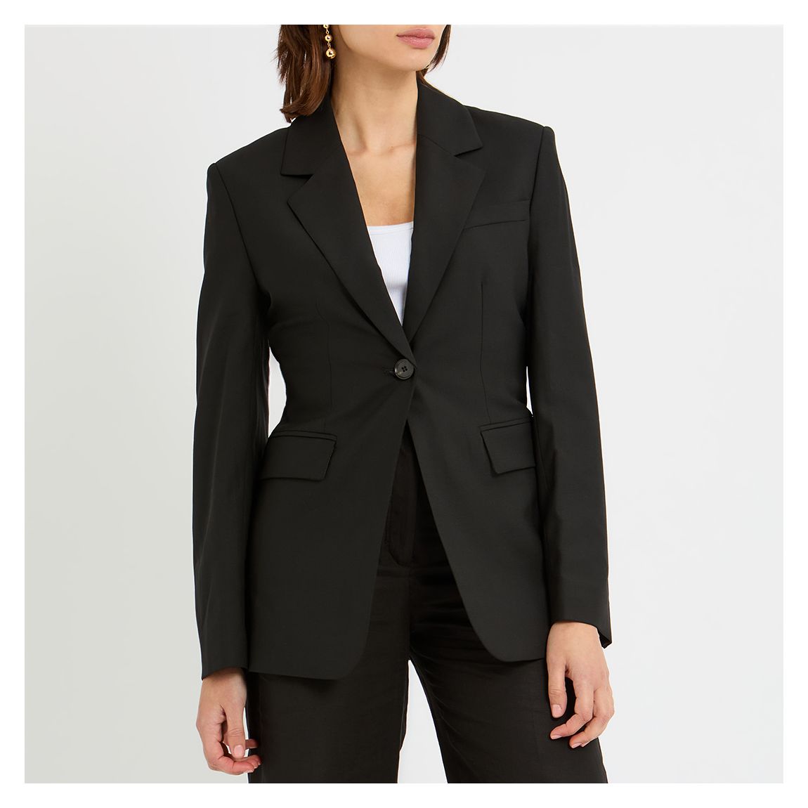 Black Wool Genmate Waisted Blazer main product photo