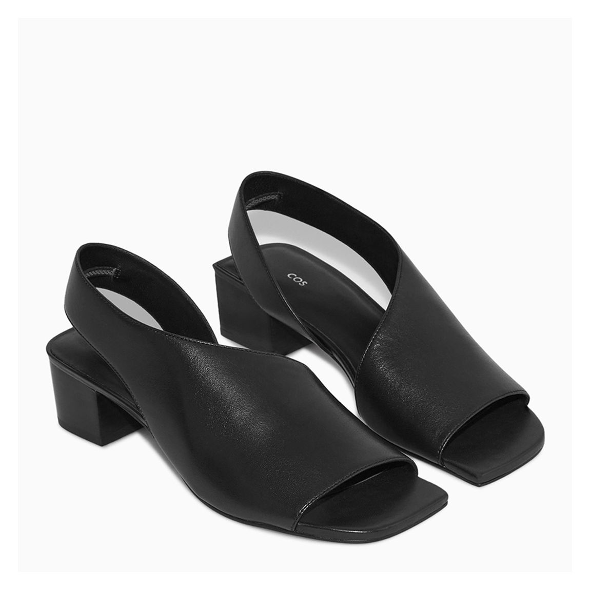 Black Leather Block Heel Mule main product photo