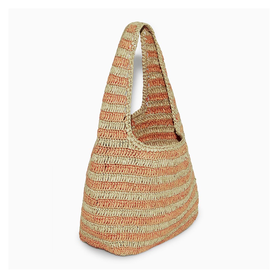Beige/Orange Stripe Straw Bag main product photo