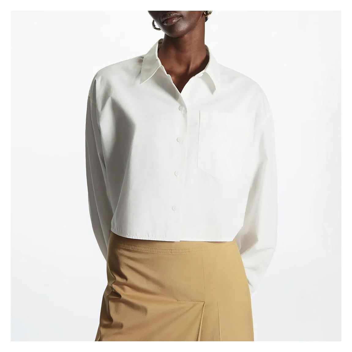 White Cropped Poplin Shirt main product photo
