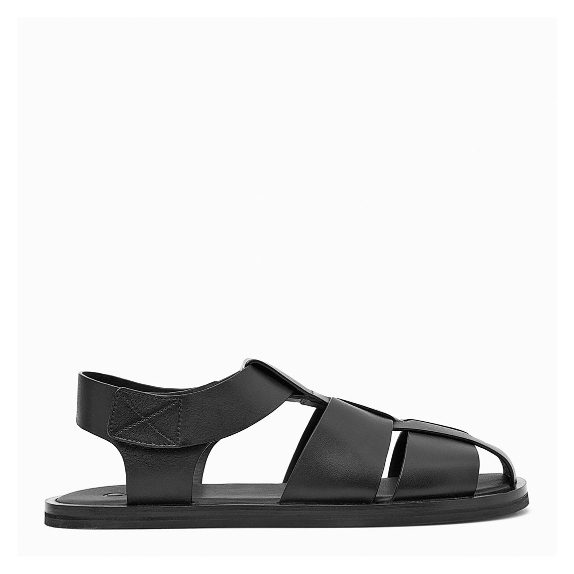 Black Fisherman Leather Sandals main product photo