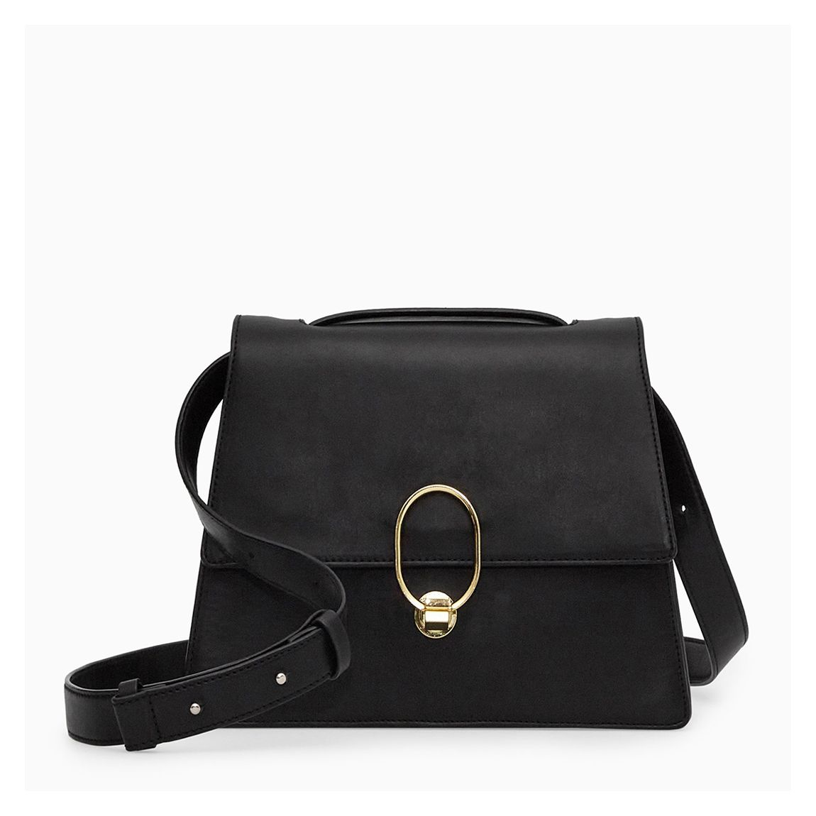 Black Leather Mini Hepburn Crossbody Bag main product photo