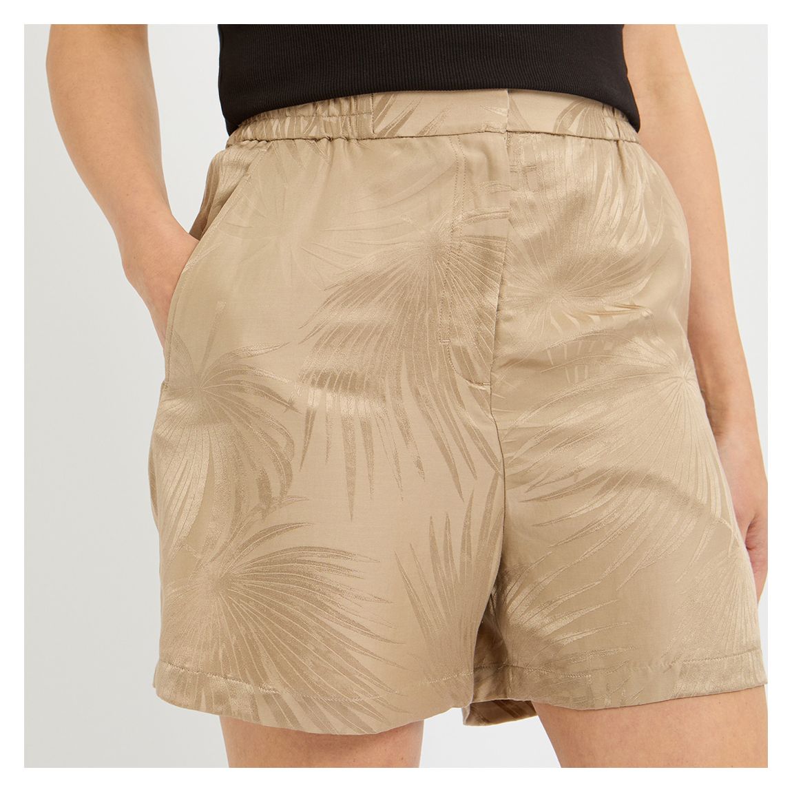Beige Planci Silk Blend Jacquard Shorts main product photo