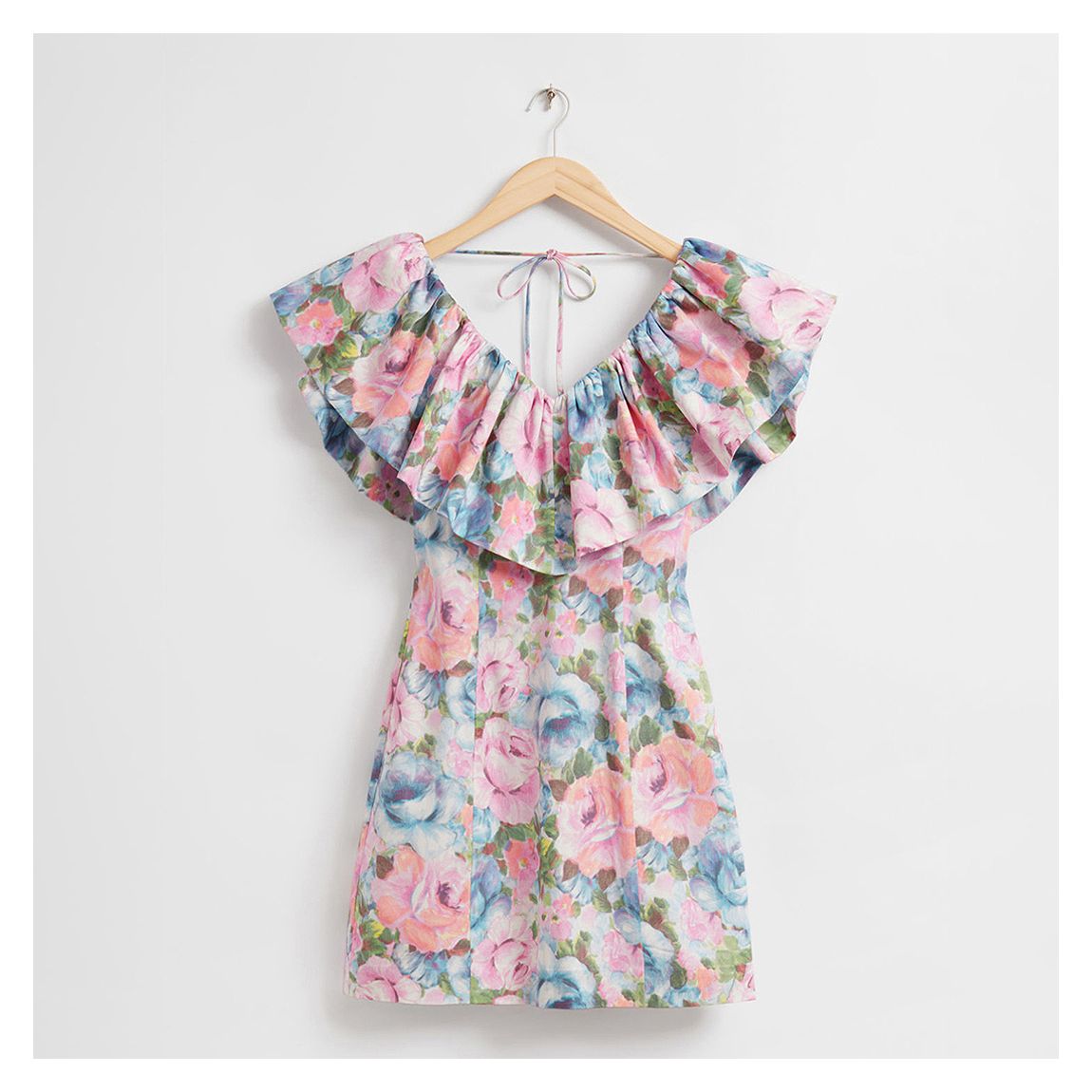 Multicoloured Ruffle Feature Printed Mini Dress main product photo