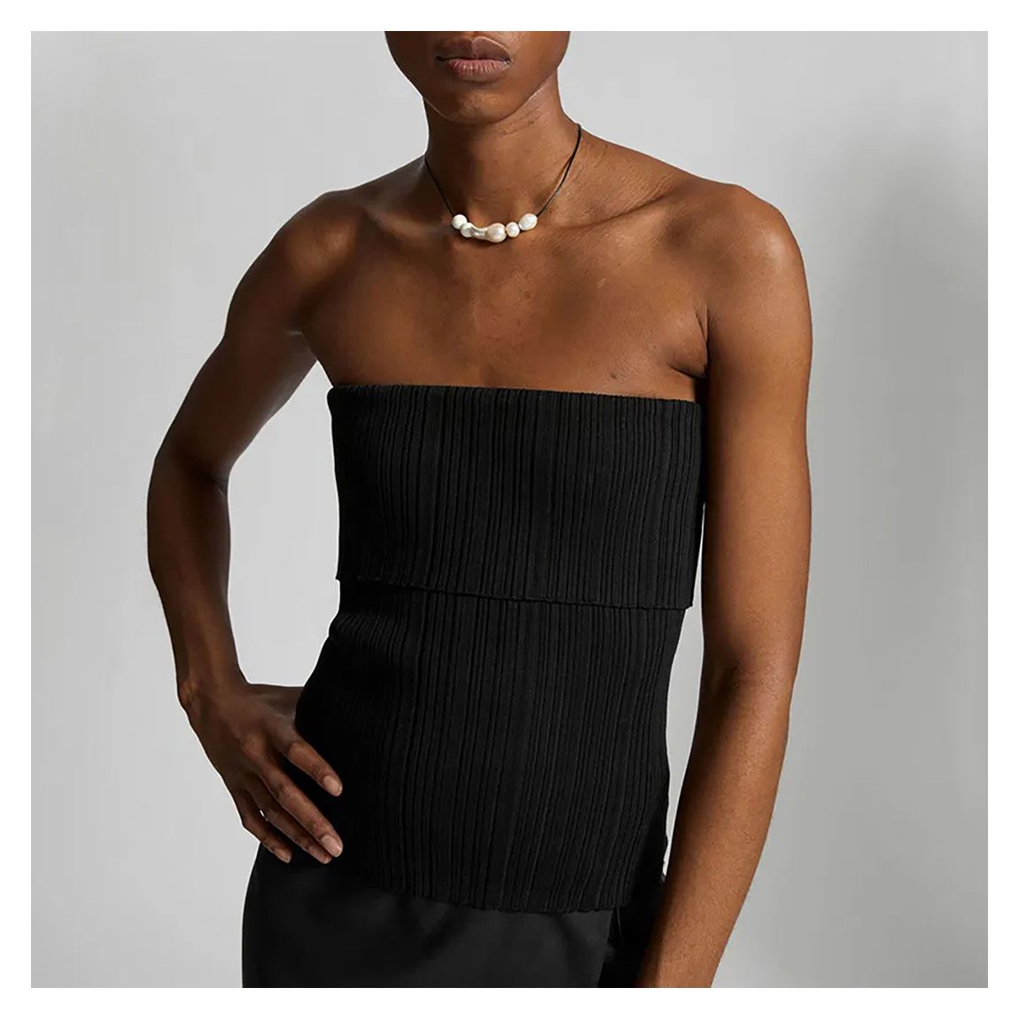 Black Ribbed Bandeau Top main product photo
