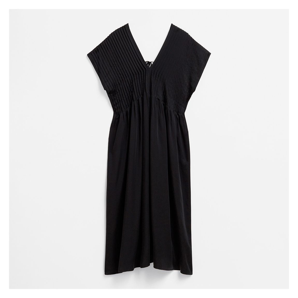 Black Pintuck Bodice Midi Dress main product photo