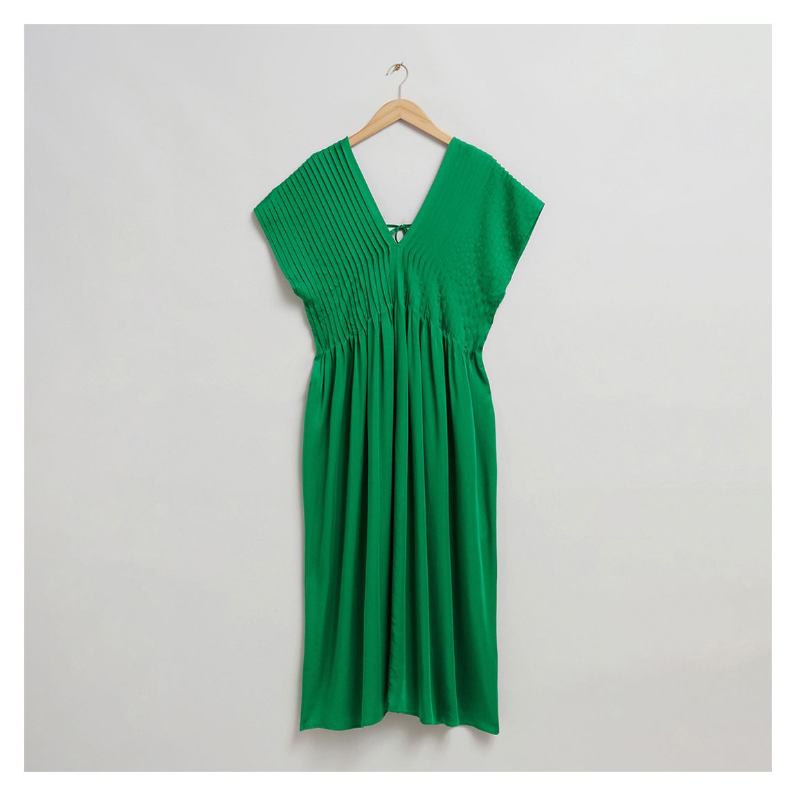 Green Pintuck Bodice Midi Dress main product photo
