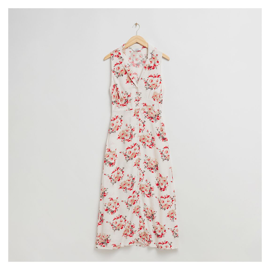 White Printed V-Neck Midaxi Dress main product photo