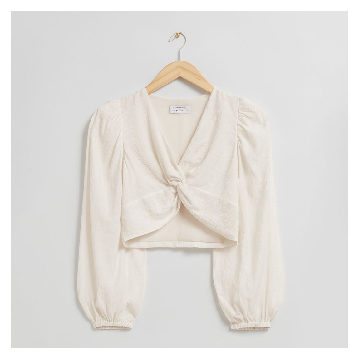 Ecru Twist Knot Crop Top main product photo