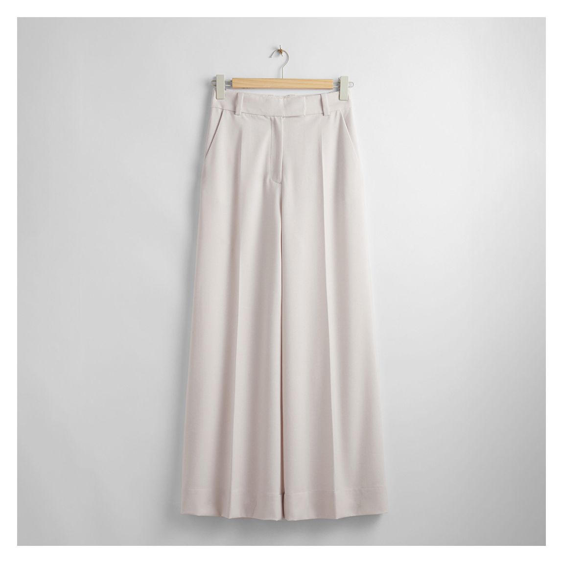 Ivory Wool Blend Wide Leg Trousers main product photo