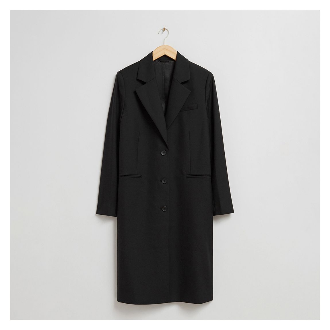 Black Wool Blend Longline Coat main product photo