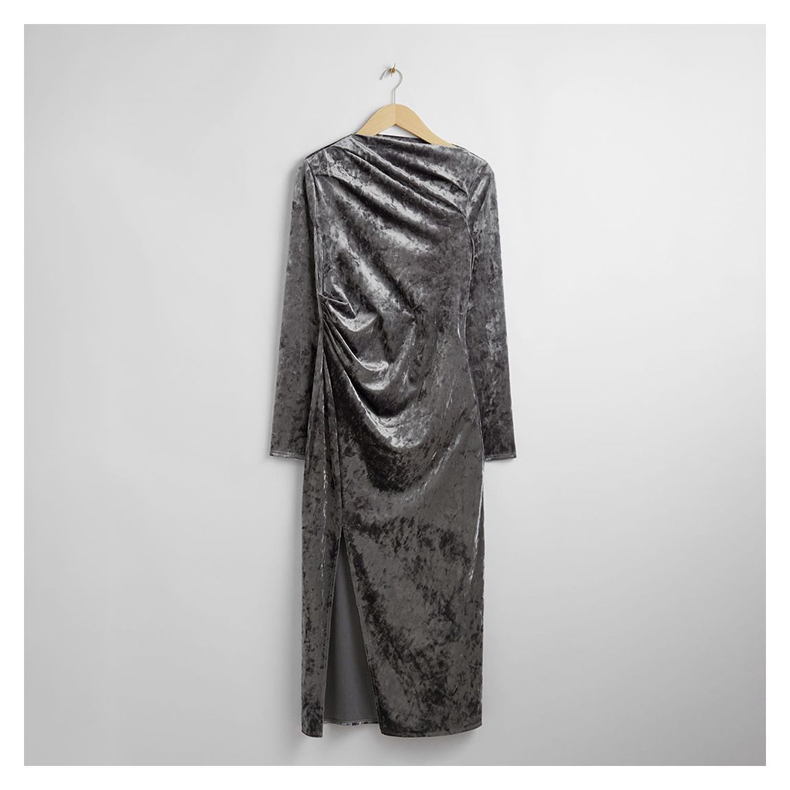 Slate Velvet Ruched Midi Dress main product photo