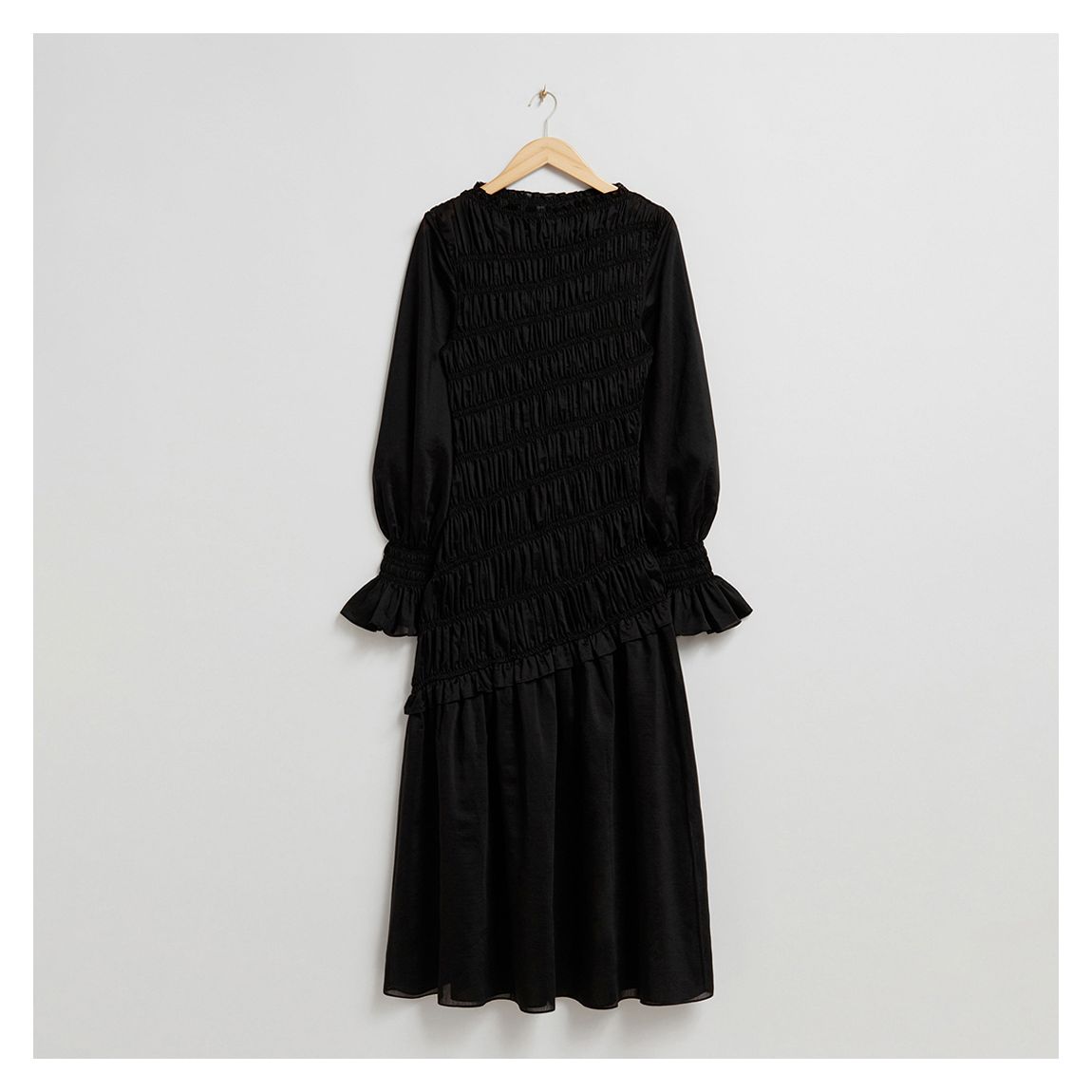 Black Smocked Fit & Flare Midaxi Dress main product photo