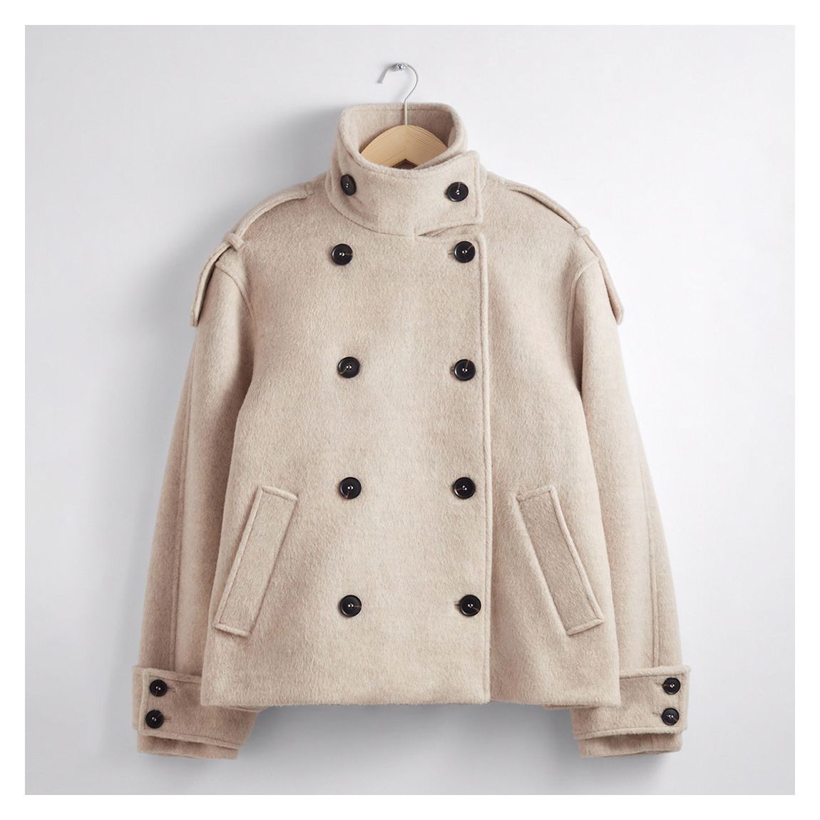 Tan Wool Blend Short Coat main product photo