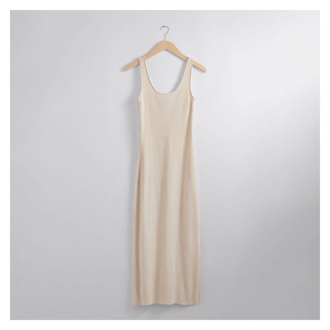 Apricot Fine Rib Linen Blend Midi Dress main product photo