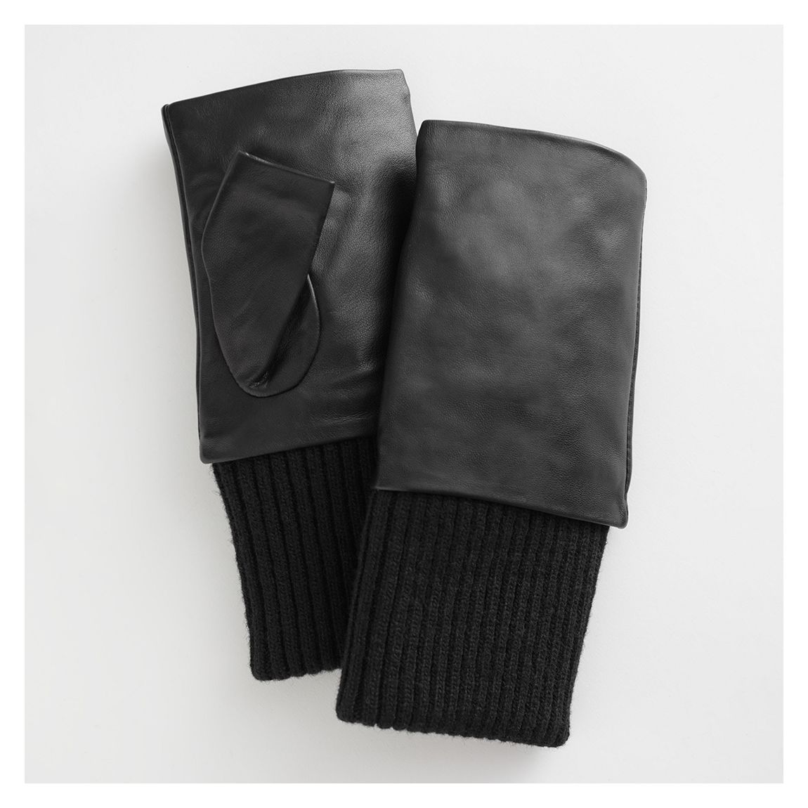 Black Leather Fingerless Gloves main product photo