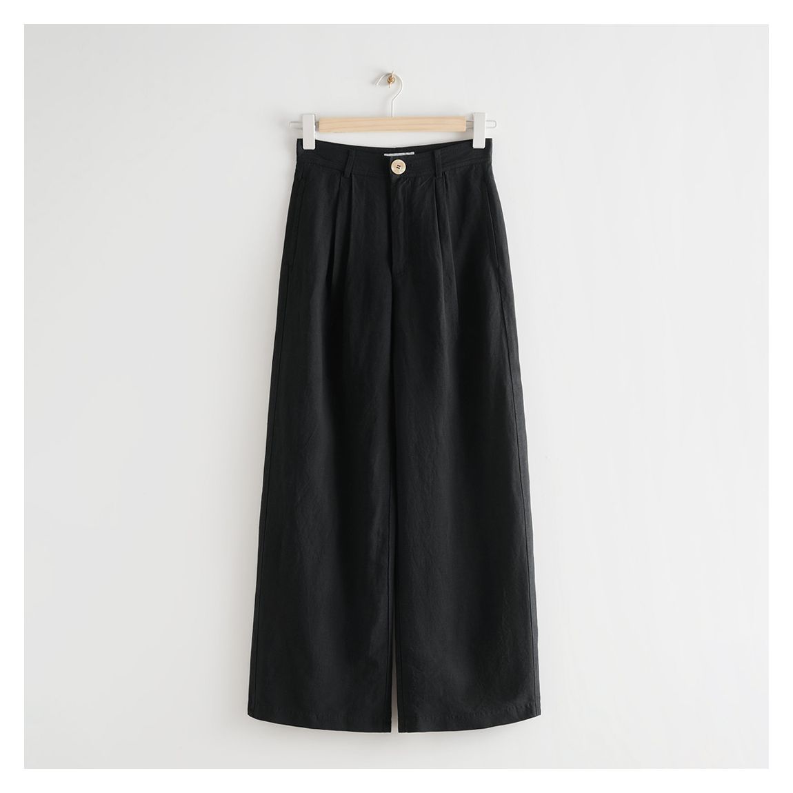 Black Wide Leg Linen Blend Trousers main product photo