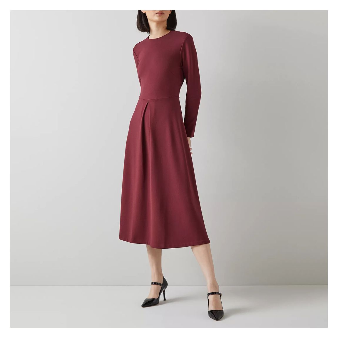 Burgundy Maria Pleated Dress main product photo