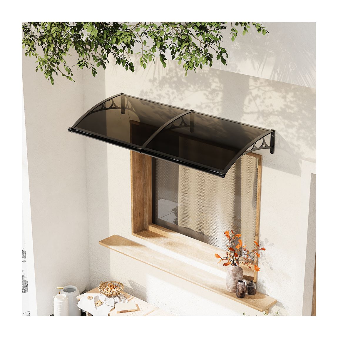 200cm Outdoor Door Canopy Window Awning - Black main product photo