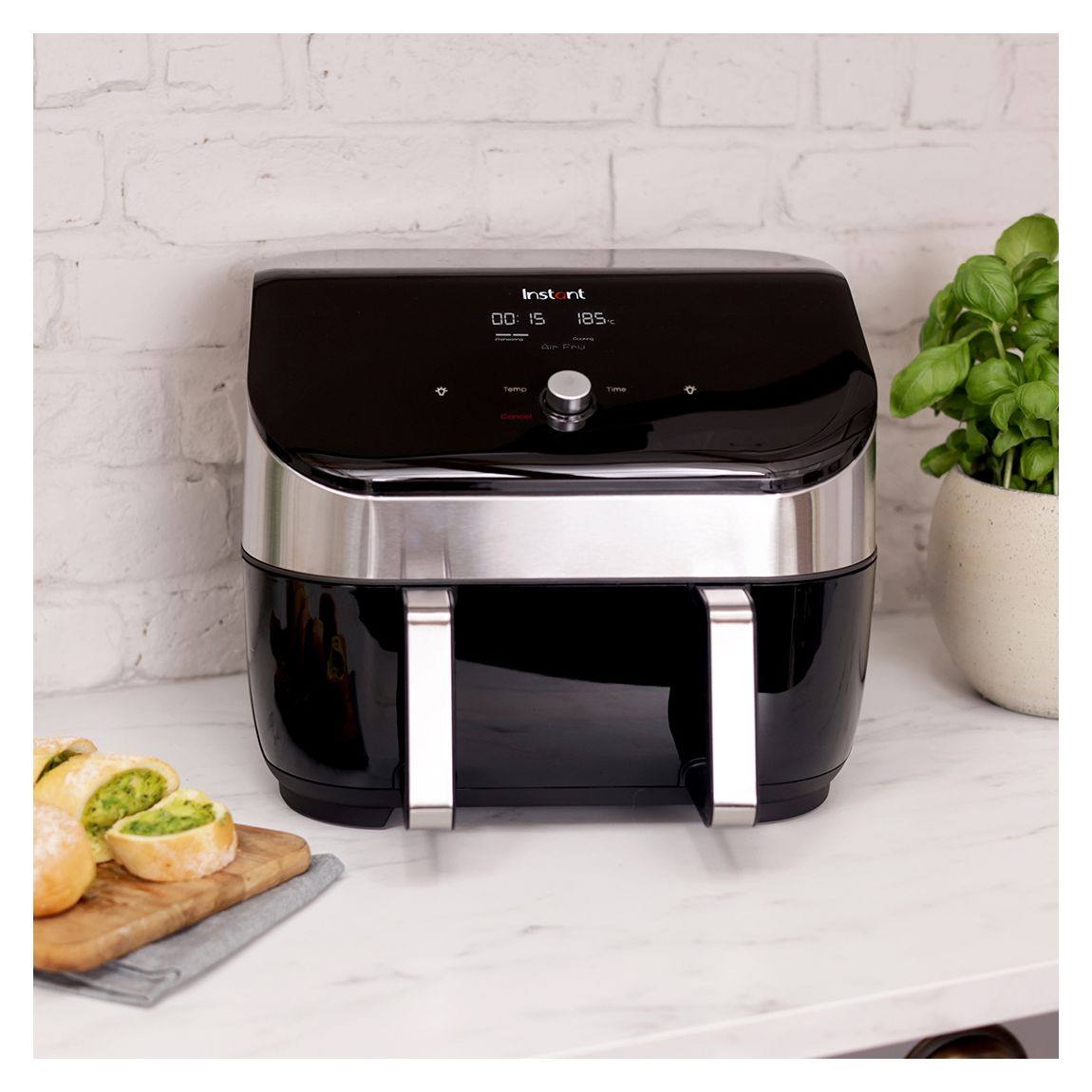 Instant Vortex Plus VersaZone Large Air Fryer with ClearCook Stainless Steel 8.5L main product photo