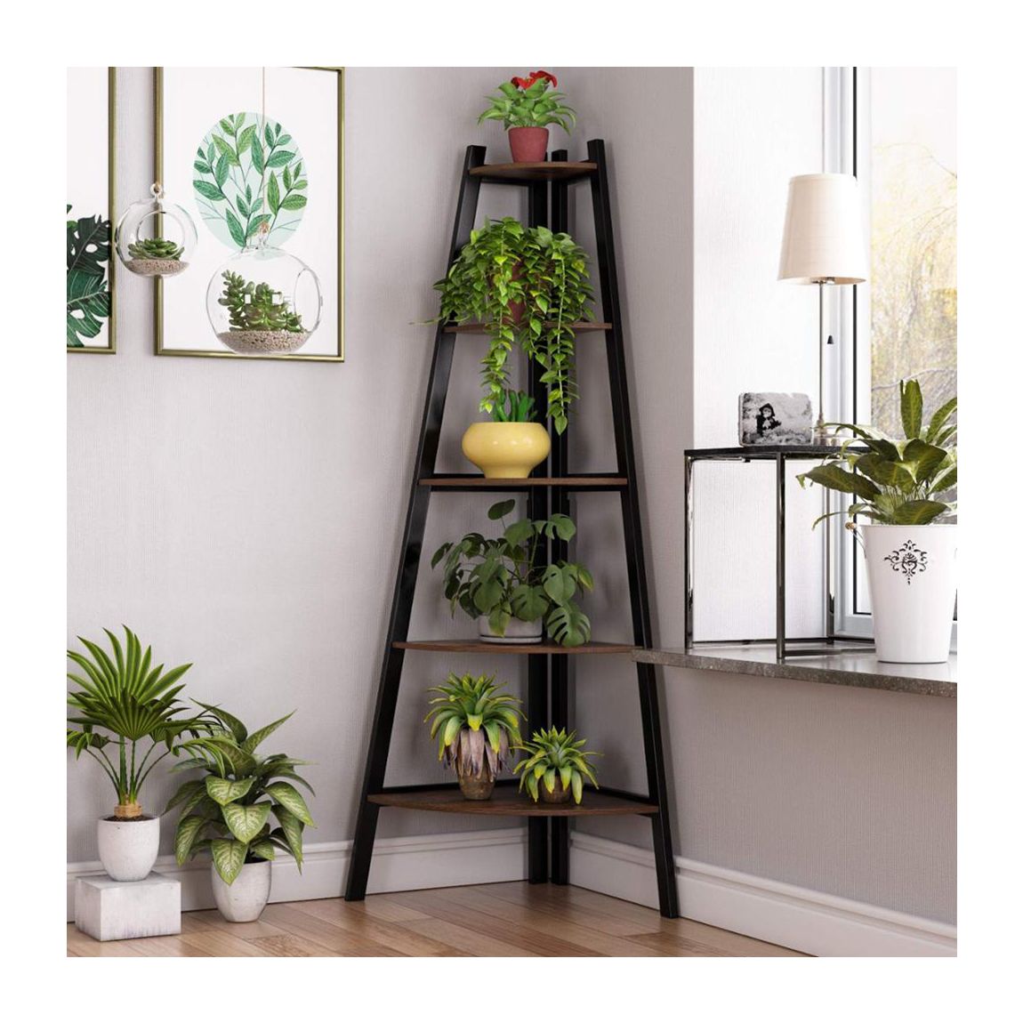 Vintage 5-Tiered Indoor Plant Stand with Shelf main product photo