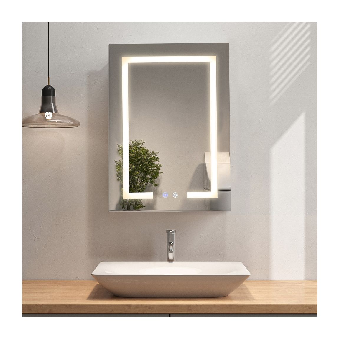 Large White Rectangular LED Dimmable Mirror Cabinet main product photo