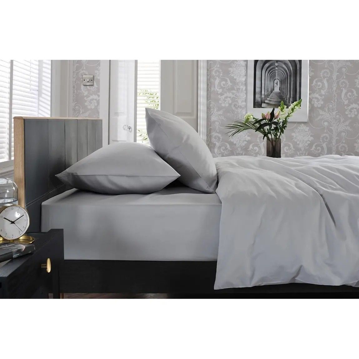 800 TC King Fitted Sheet, Platinum main product photo