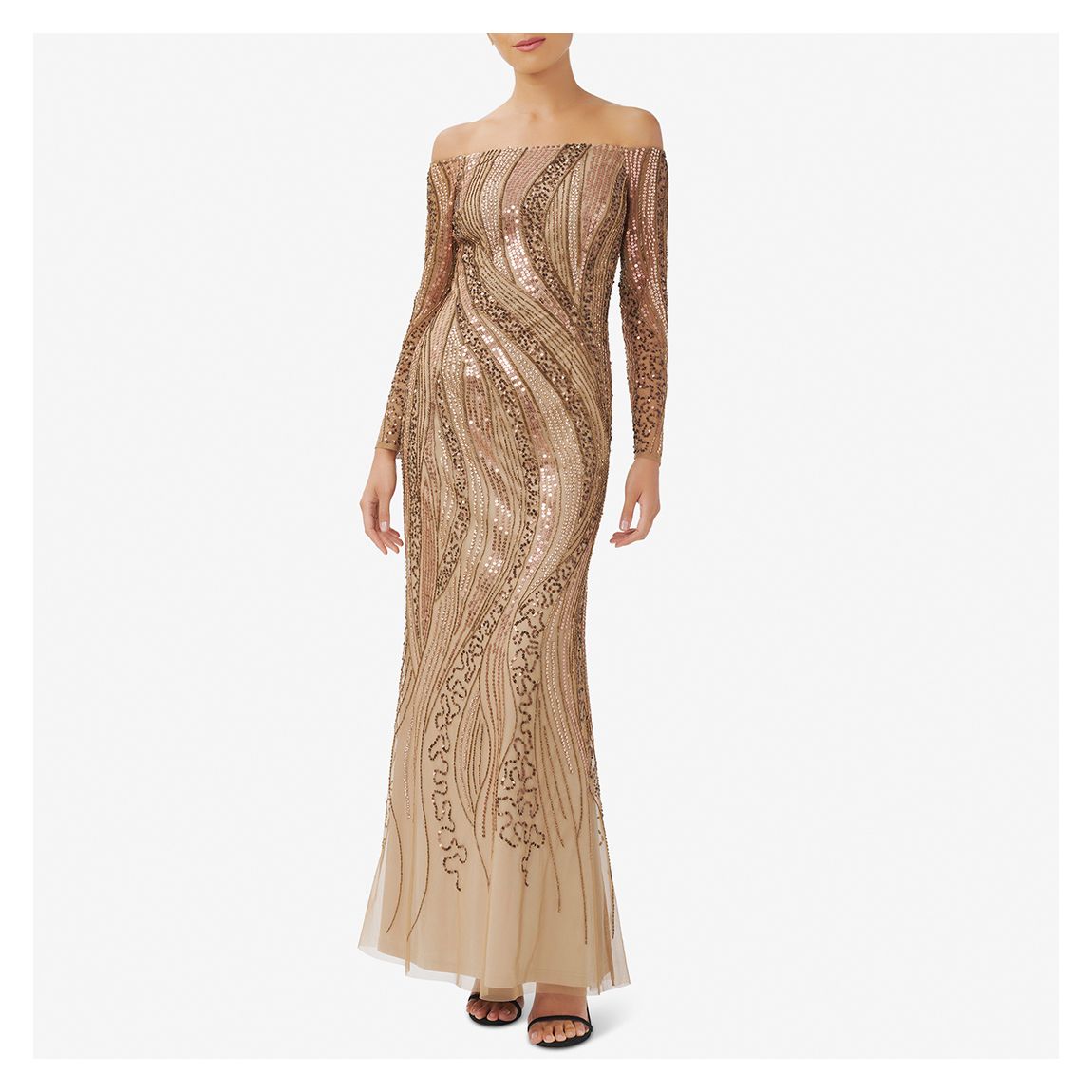 Gold Sequin Off Shoulder Dress main product photo