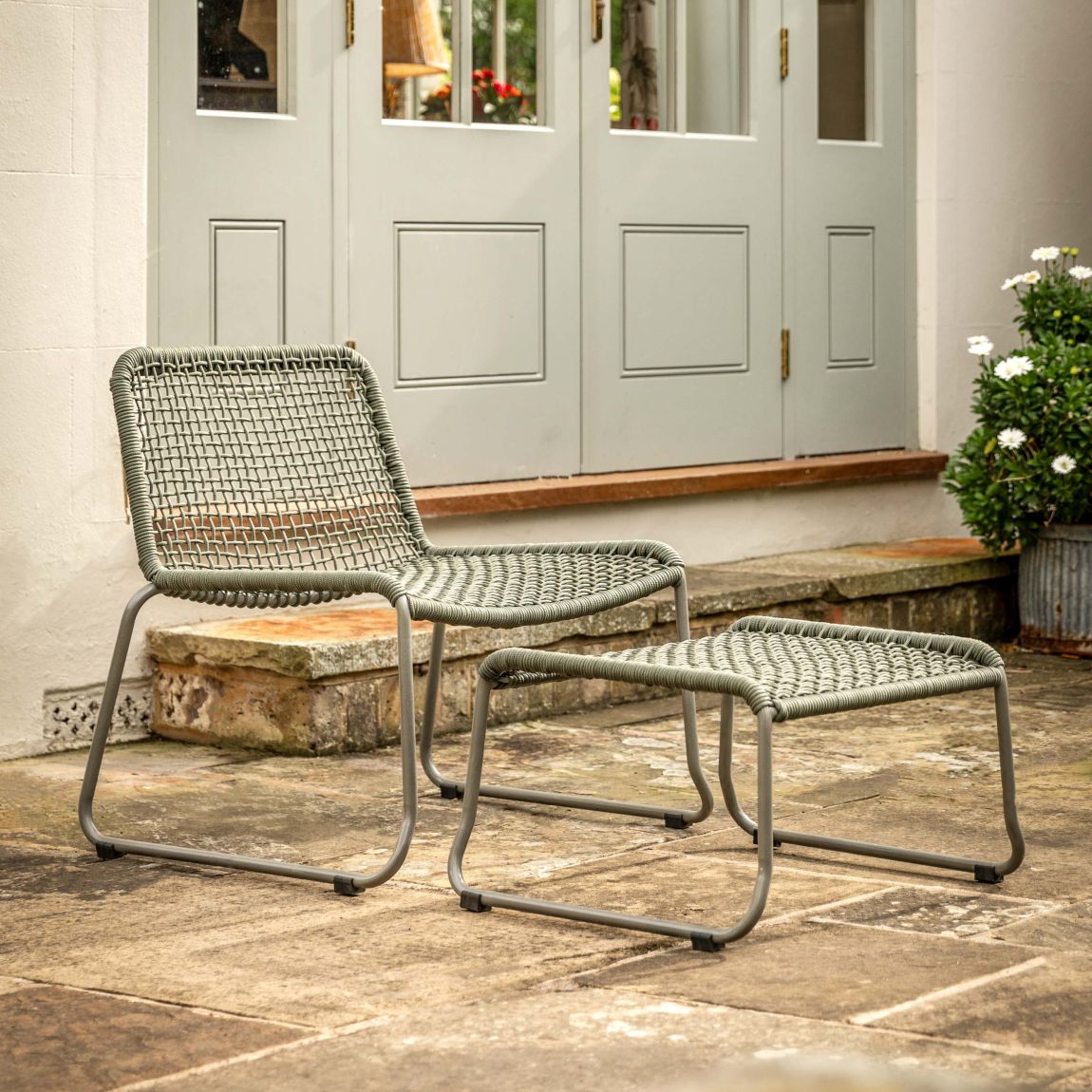 Abbots Lounge Chair with Footstool Green main product photo