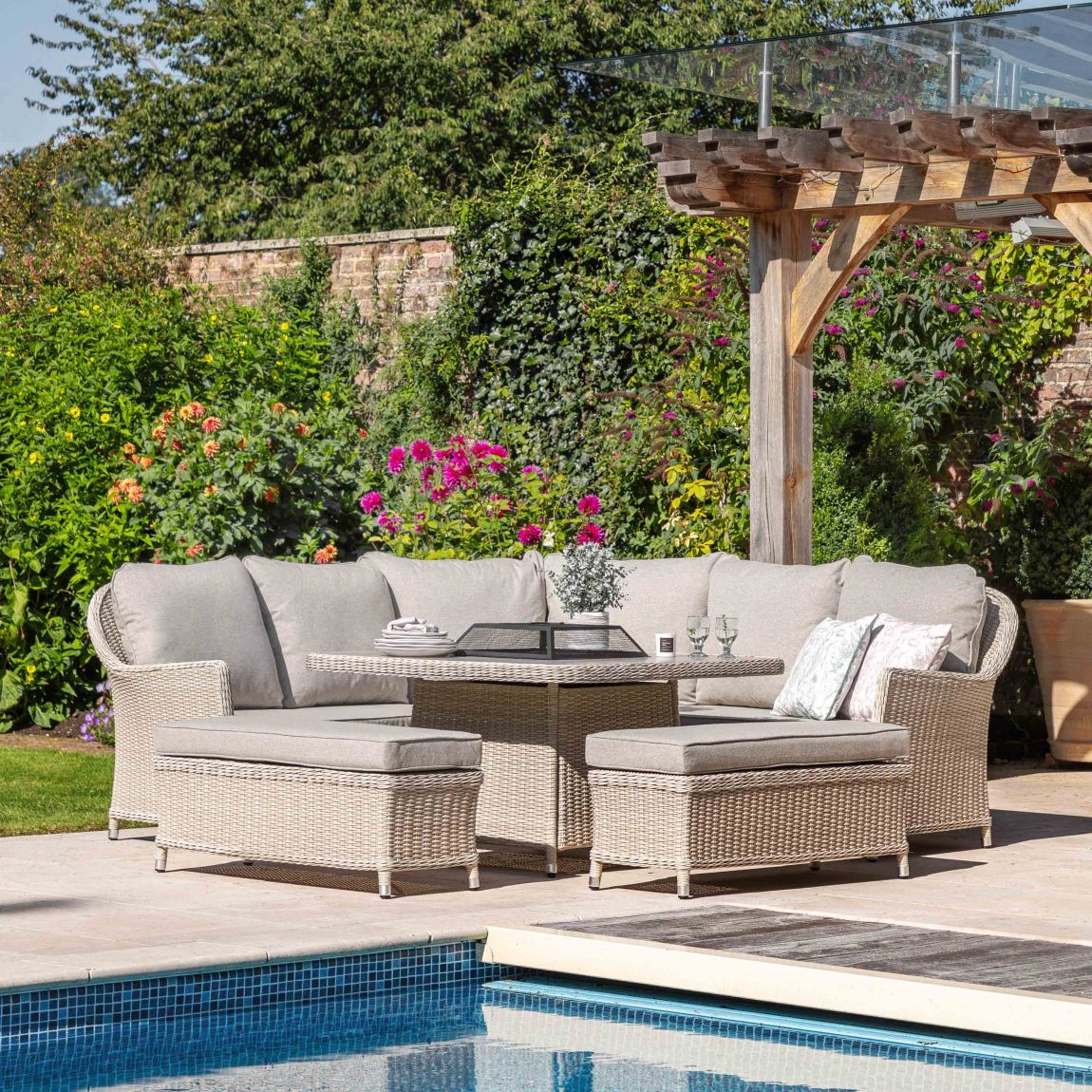 Clifton Corner Square Dining Set with Fire Pit main product photo