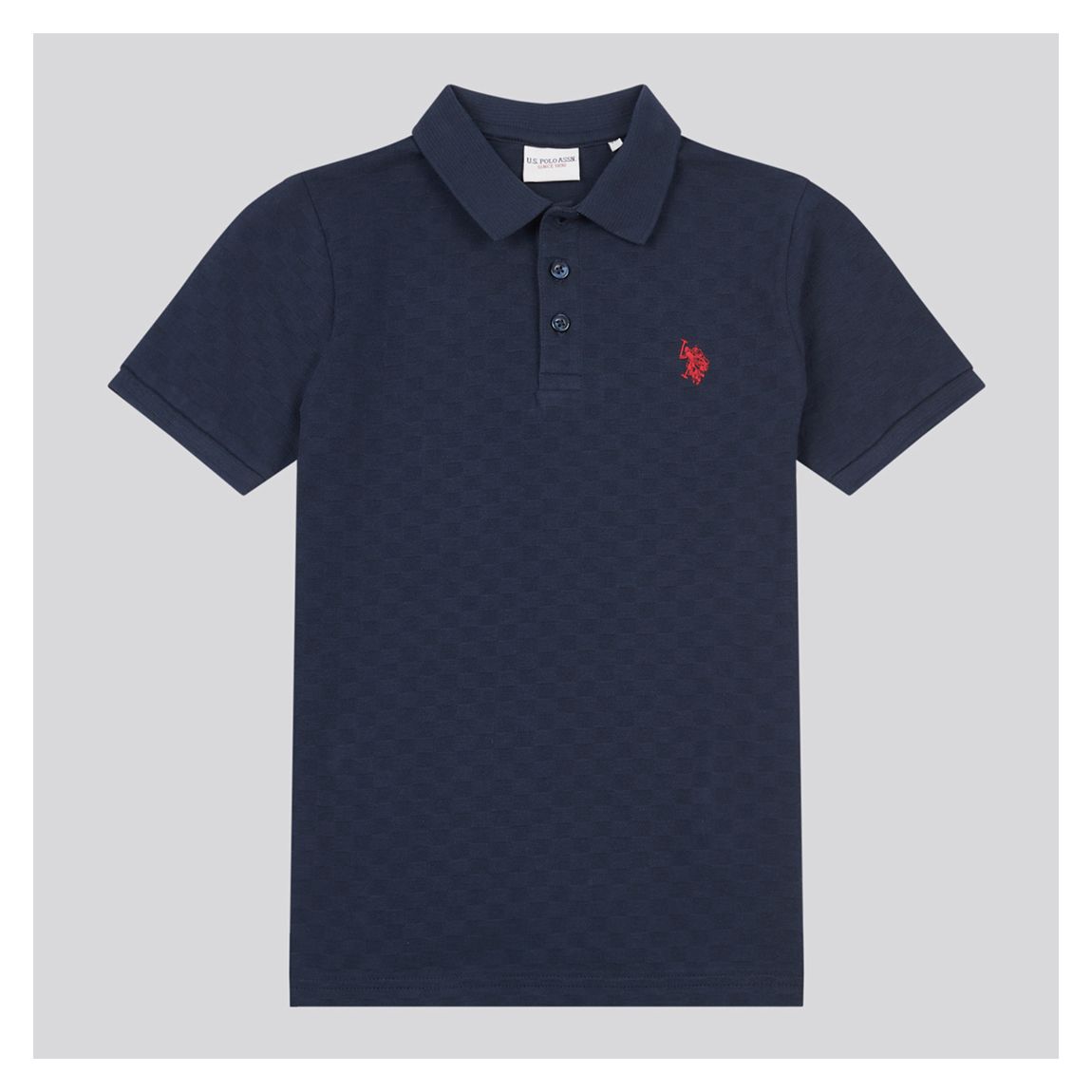 Navy Check Textured Polo Shirt main product photo
