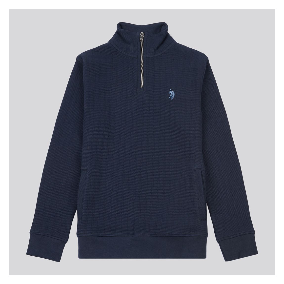 Blue Vertical Textured Quarter Zip Jumper main product photo