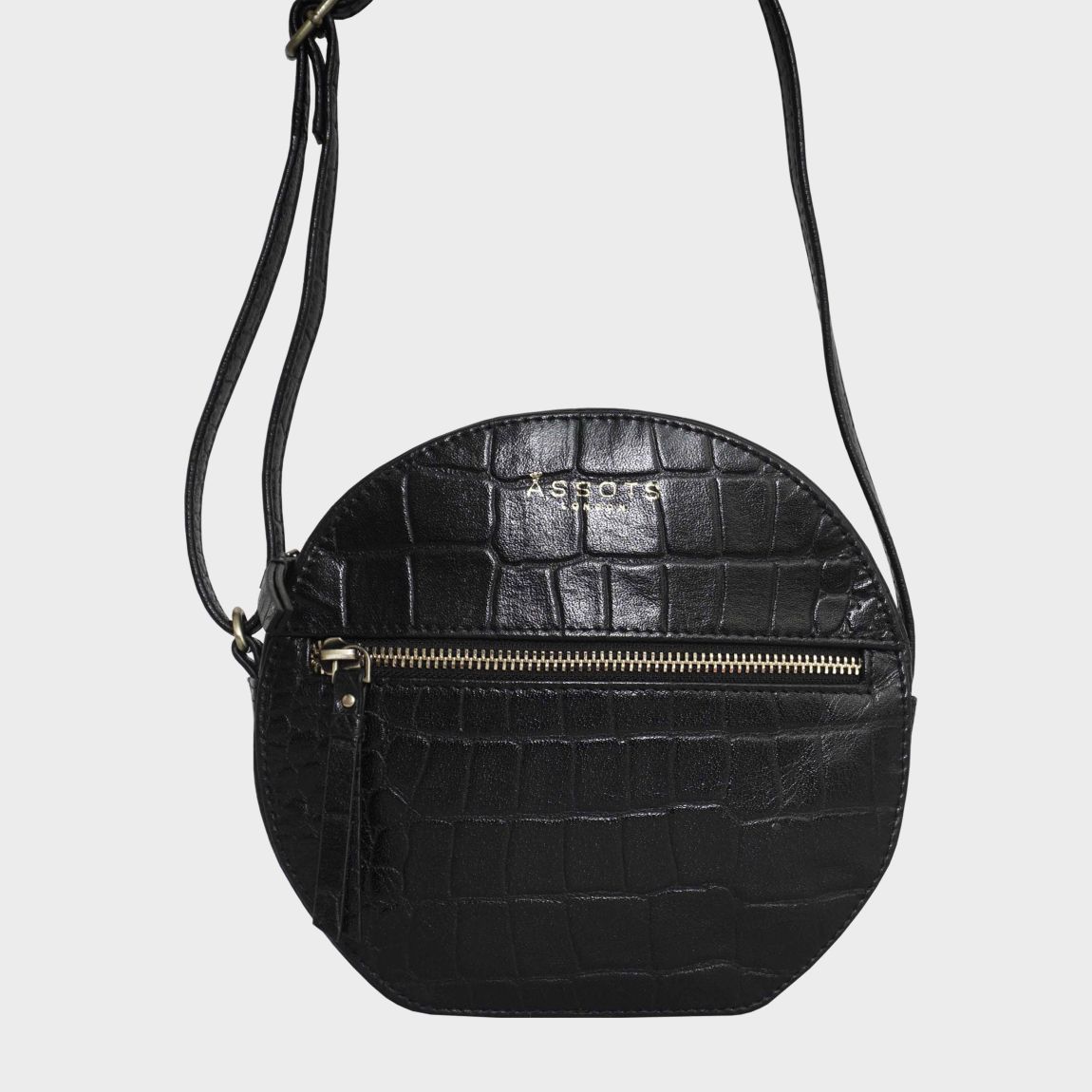 JANE' Embossed Croc Leather Round Designer Crossbody Bag main product photo