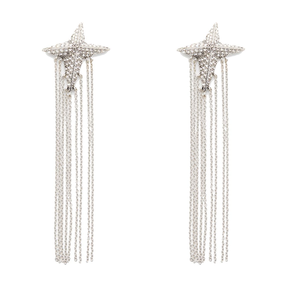 Silver Pavé Star Fringe Earrings main product photo