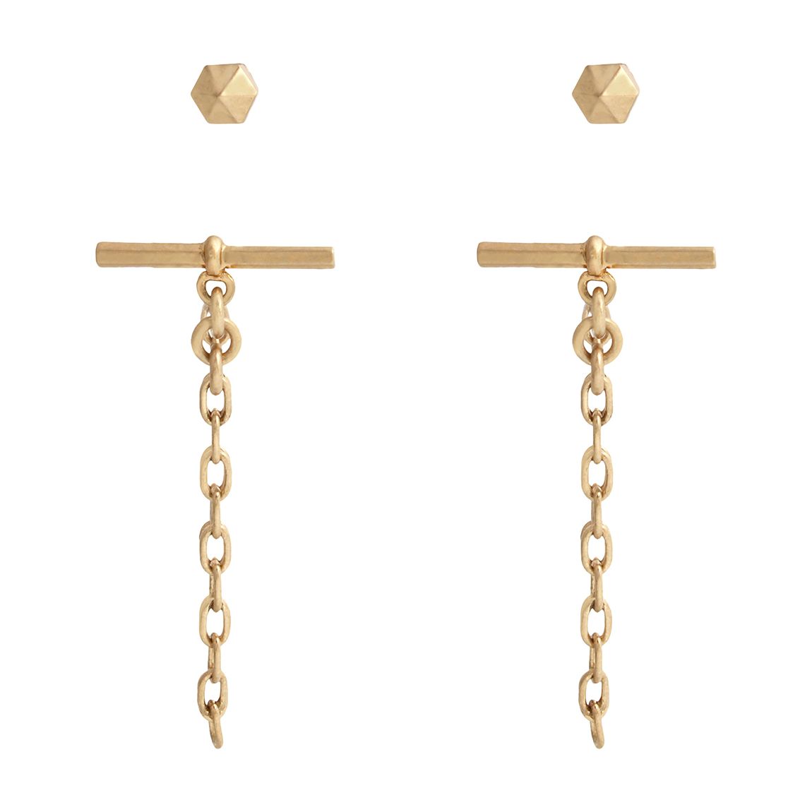 Gold Toggle Bar Front Back Earrings main product photo