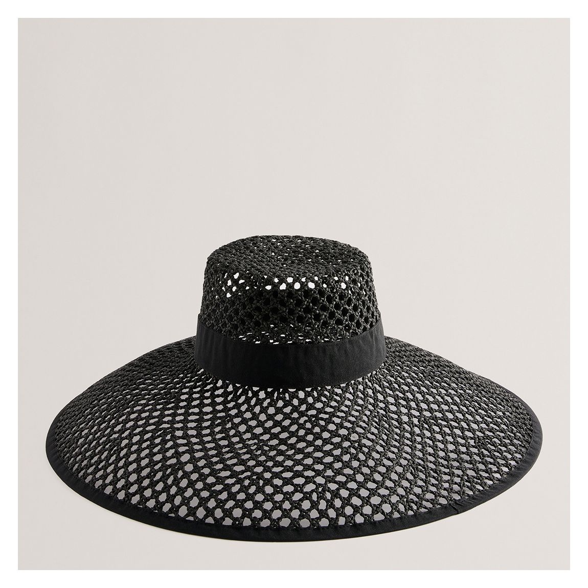 Black Straw Effect Woven Hat main product photo