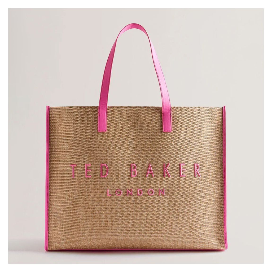Pink Pallmer Faux Raffia Large Icon Bag main product photo