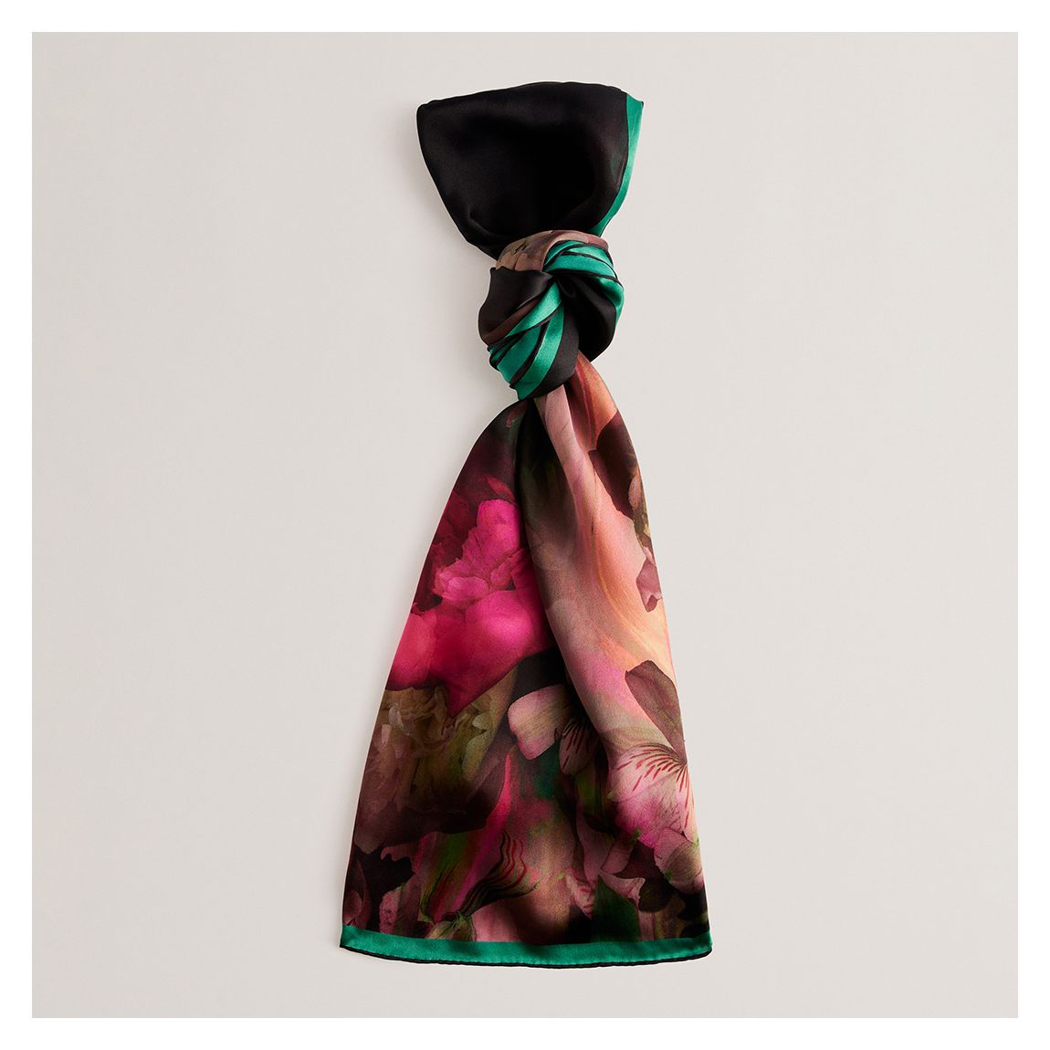 Black/Pink Printed Long Silk Scarf main product photo
