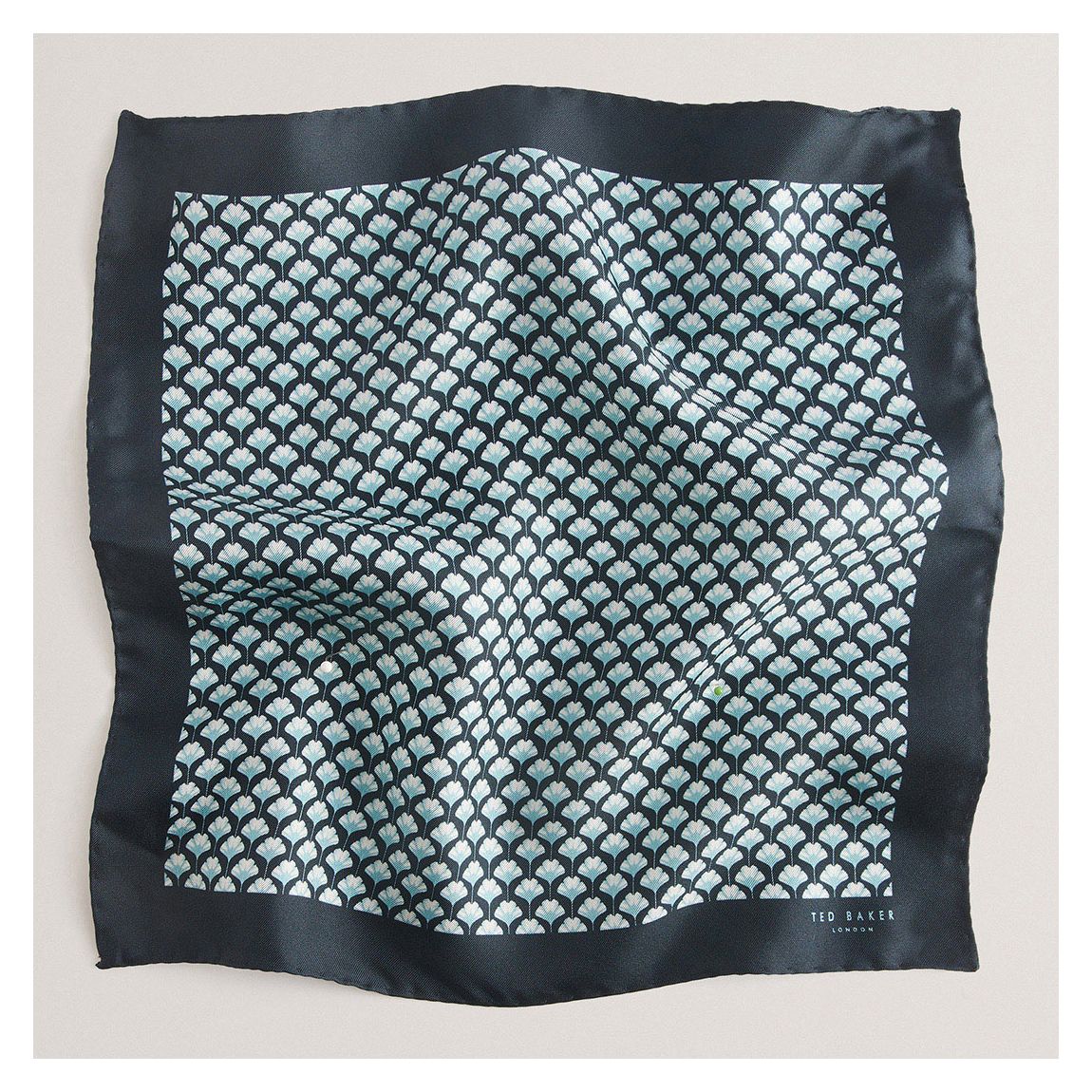 Blue Geometric Print Silk Pocket Square main product photo