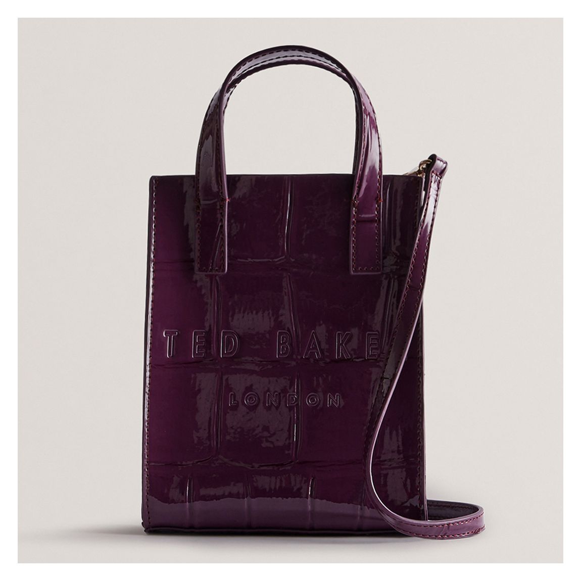 Maroon Croc Effect Mini Icon Bag main product photo