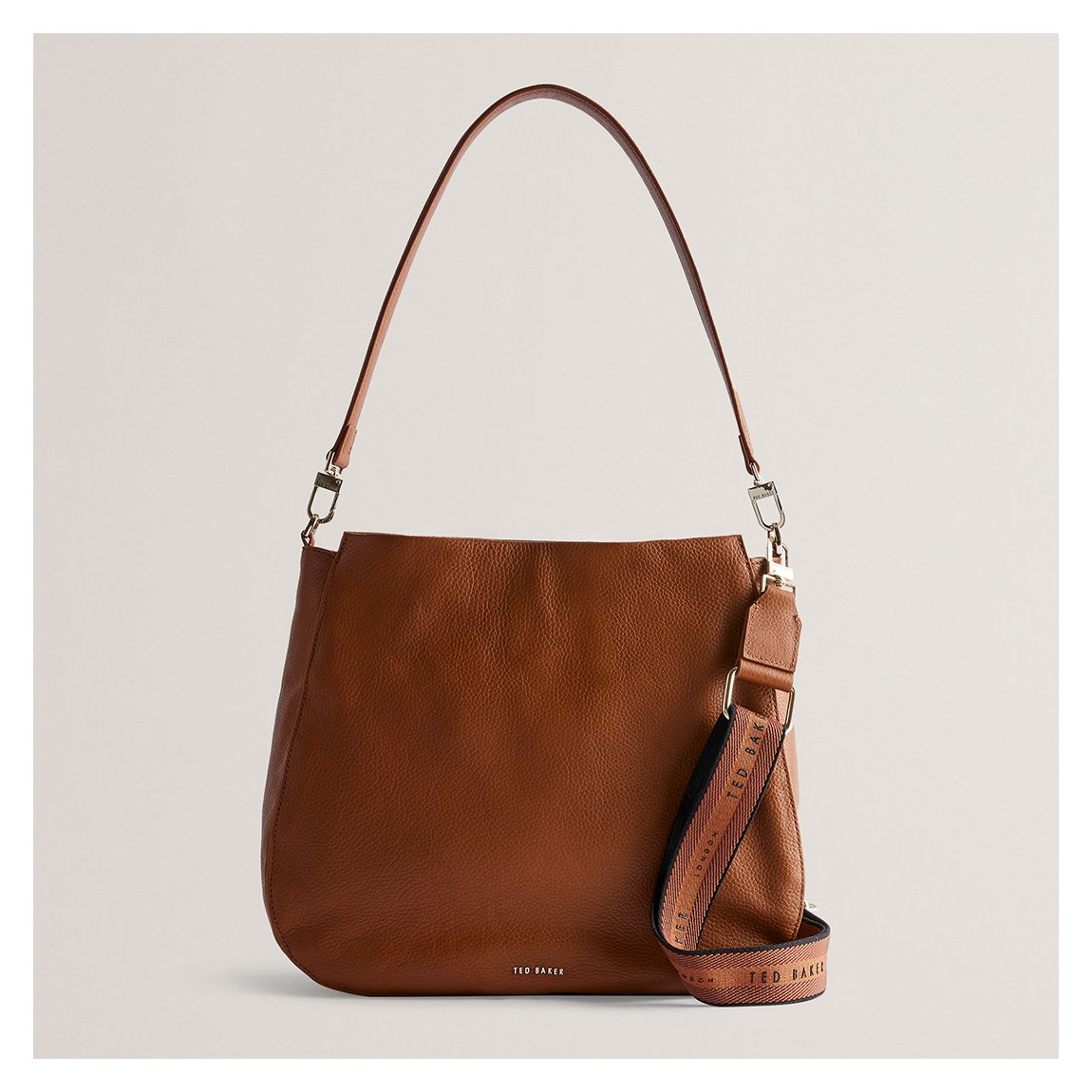 Brown Darciel Branded Webbing Leather Hobo Bag main product photo