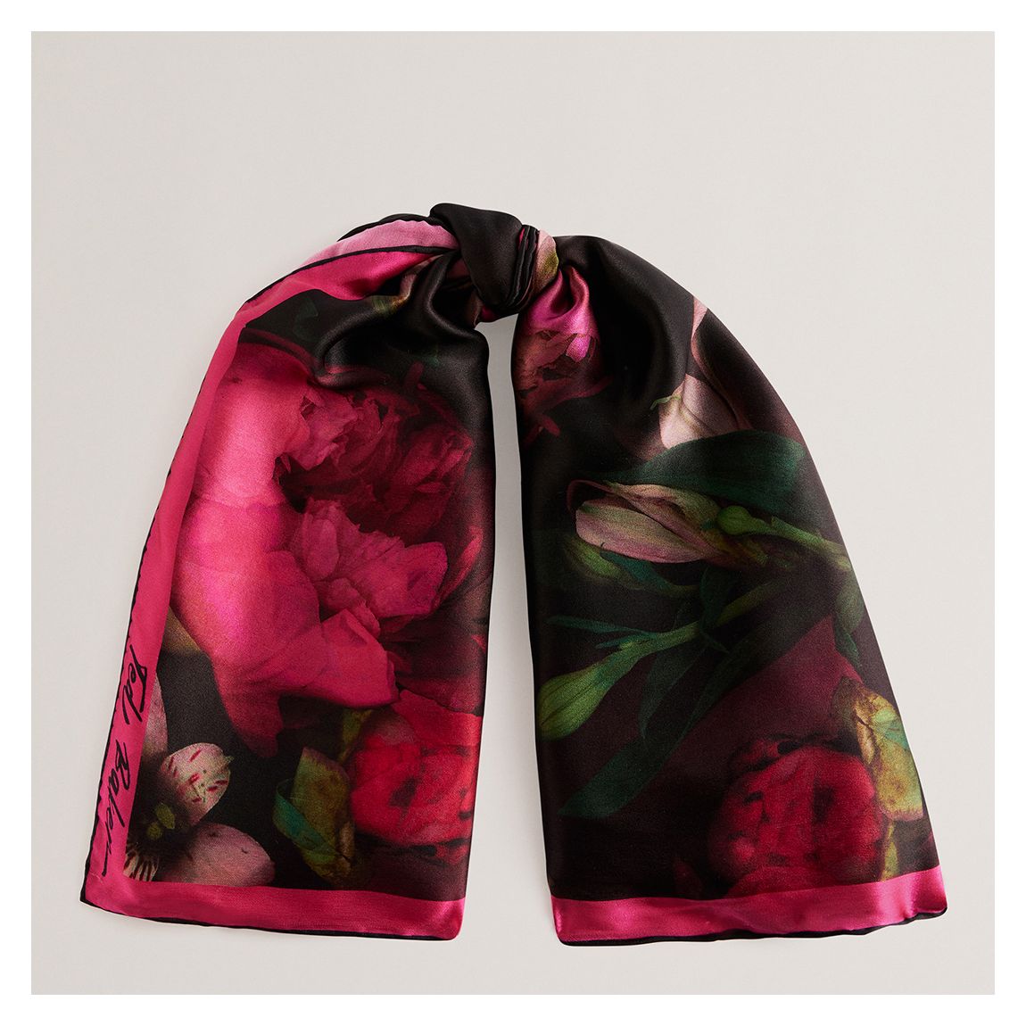 Floral Printed Silk Square Scarf main product photo