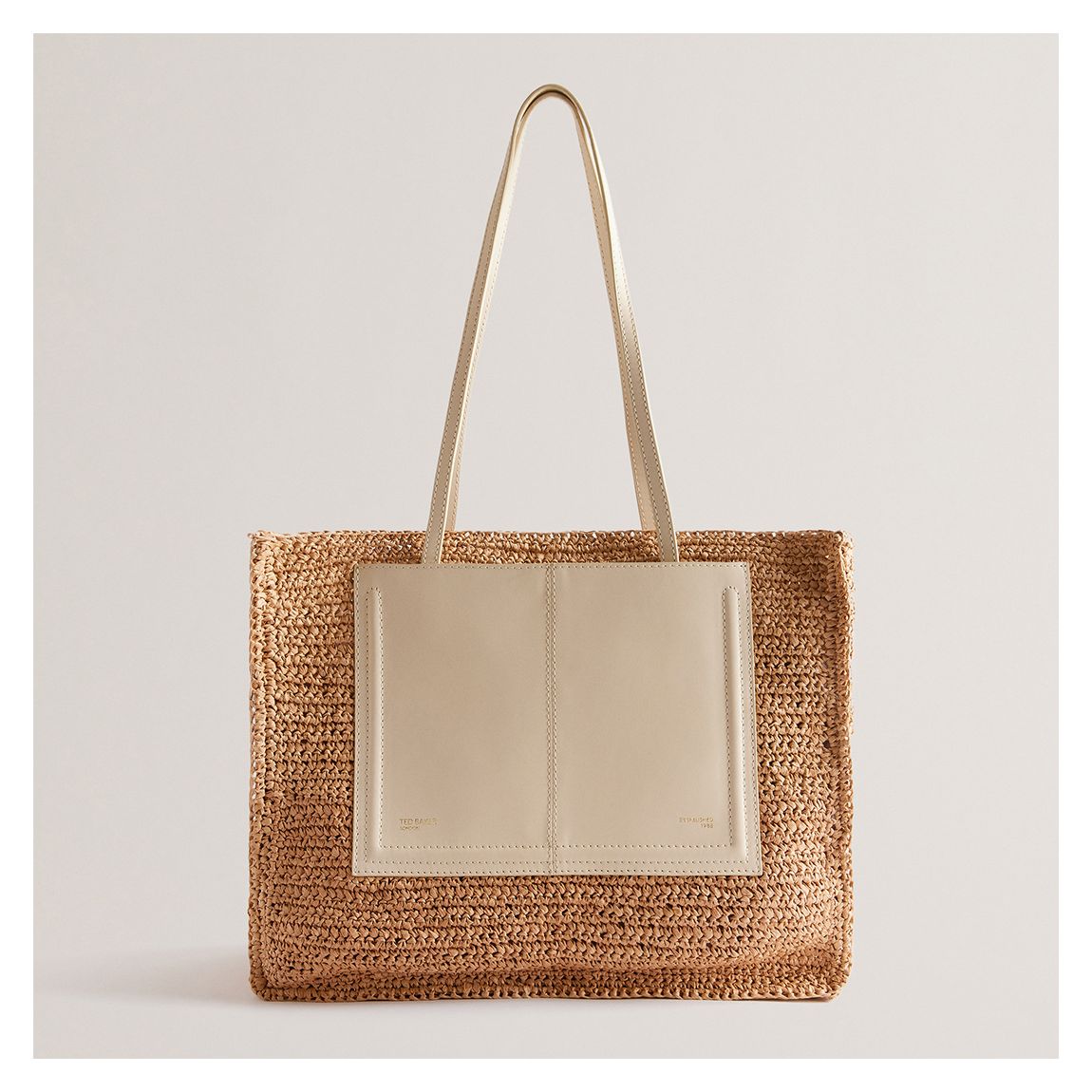 Ivory Straw Effect Large Tote Bag main product photo